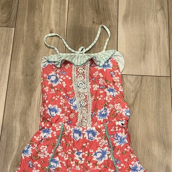 EUC Matilda Jane Girls Size 12 Floral Flower Tropical Butterfly Romper